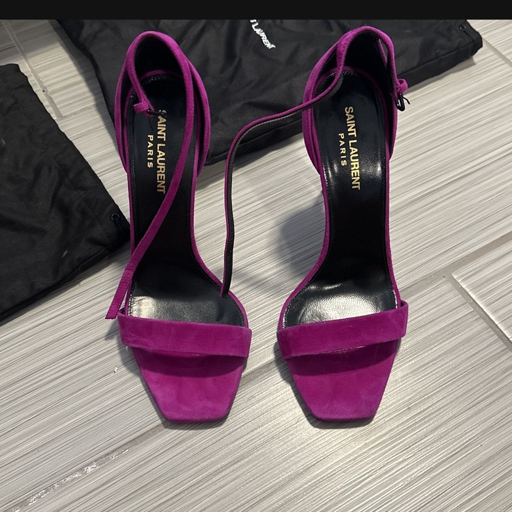 Saint Laurent Purple Stiletto Heels with Suede Finish